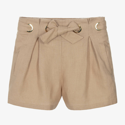 Chloé Kids' Girls Beige Linen Shorts