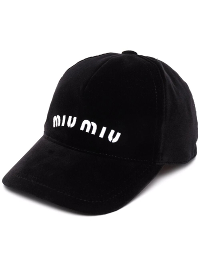 Miu Miu Velvet Cap In Black  