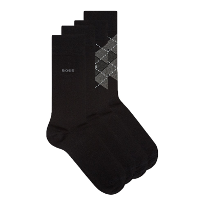 Hugo Boss 2 Pack Argyle Socks In Black