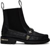 TOGA VIRILIS BLACK CROC CHELSEA BOOTS