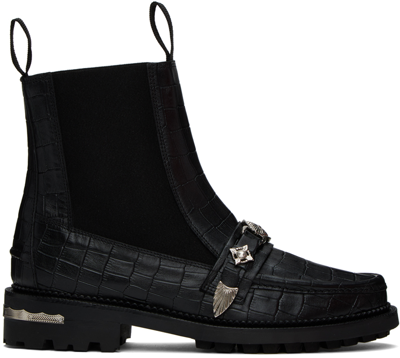 Toga Virilis Black Croc Chelsea Boots In Black 16363