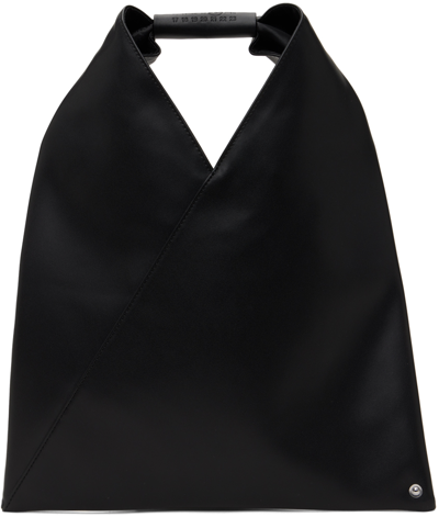 Mm6 Maison Margiela Japanese Triangle Leather Tote Bag In Black