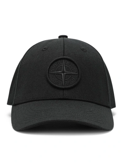 Stone Island Baseball Hat With Embroidered Logo In Black