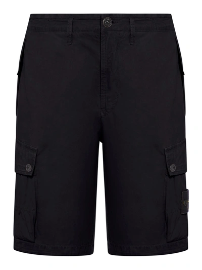 STONE ISLAND CARGO BERMUDA SHORTS WITH LOGO PATCH AND POCKETS