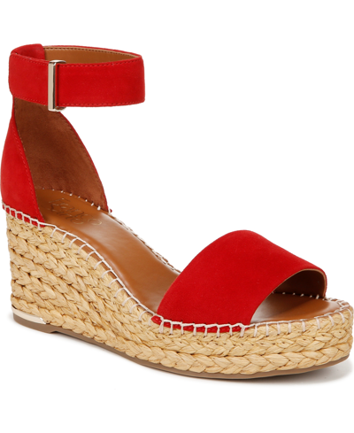 Franco Sarto Clemens Espadrille Wedge Sandal In Cherry Red Suede