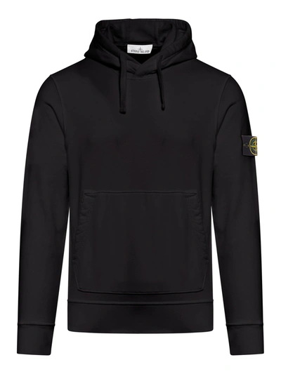 Stone Island Cotton Hoodie In Black