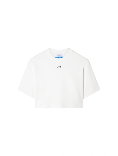 OFF-WHITE SHORT RIBBED T-SHIRT WITH OFF EMBROIDERY