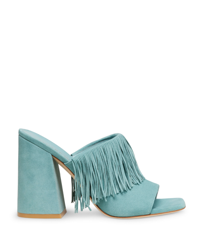 STUART WEITZMAN STUART WEITZMAN, TIA FRINGE 100 SLIDE, LAST CHANCE, GRÜN, WILDLEDER