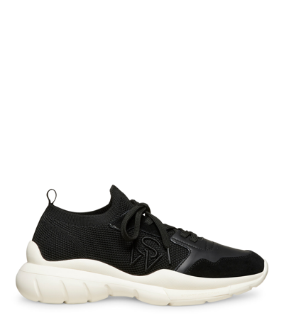 Stuart Weitzman 5050 Stretch Knit Chunky Runner Sneakers In Black