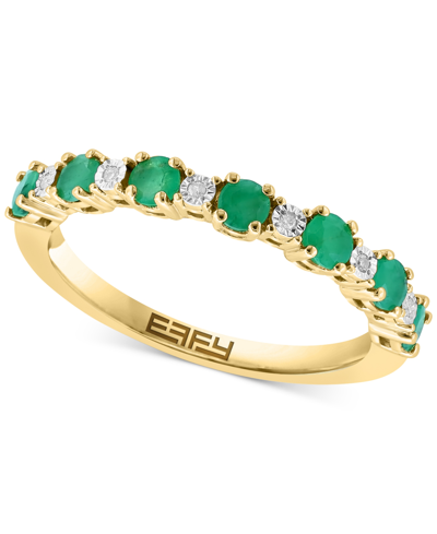 Effy Collection Effy Sapphire (1/2 Ct. T.w.) & Diamond Accent Stack Ring In Gold-plated Sterling Silver (also Availa In Emerald