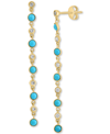 EFFY COLLECTION EFFY TURQUOISE & DIAMOND (1/4 CT. T.W.) LINEAR DROP EARRINGS IN 14K GOLD