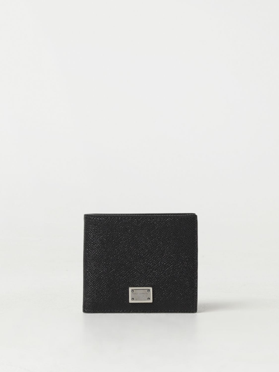 Dolce & Gabbana Wallet In Grained Leather In Black