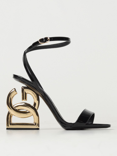 Dolce & Gabbana Keira Patent Leather Sandals In Black