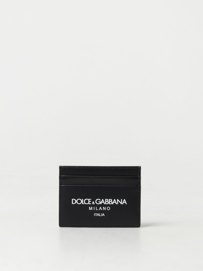 Dolce & Gabbana Credit Card Holder In Leather In Black