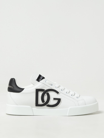 Dolce & Gabbana Portofino Trainers In Leather In White