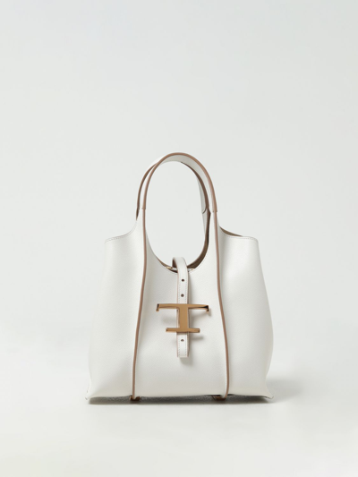 Tod's T Timeless Grained Leather Bag In Weiss