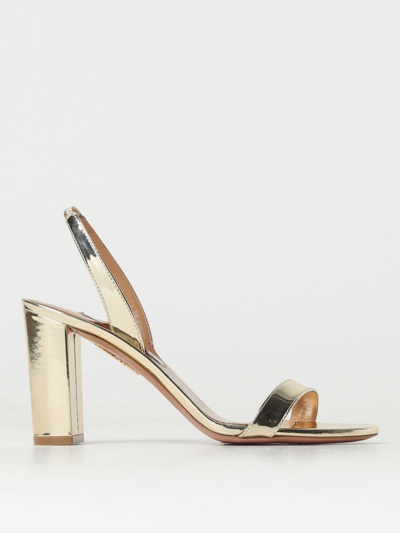 Aquazzura So Nude Block-heel Sandals In Gold