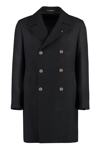 Tagliatore Double-breasted Virgin Wool Coat In Black