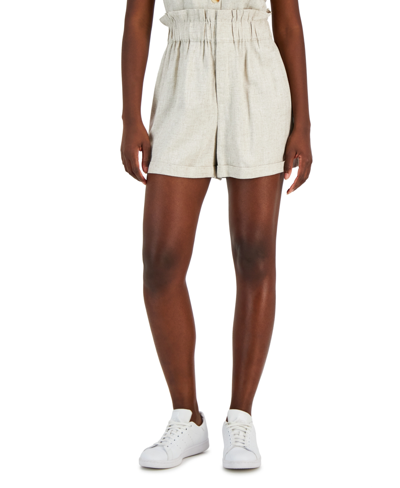 And Now This Women's Linen-blend Paperbag-waist Shorts, Created For Macy's In Tan