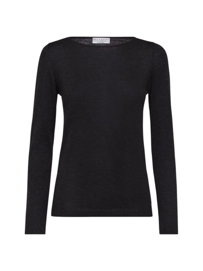 Brunello Cucinelli Cashmere And Silk Jumper In Anthracite