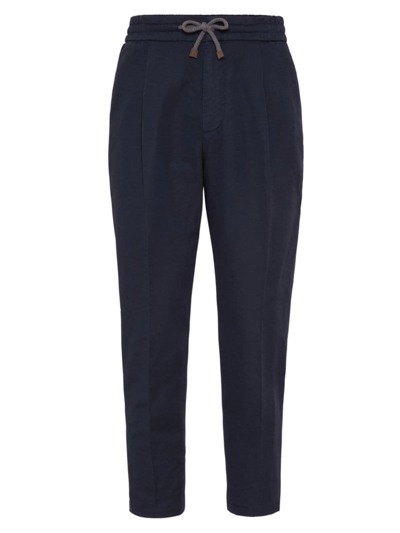 Brunello Cucinelli Men's Garment Dyed Leisure Fit Trousers In Cobalt