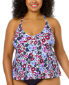 ANNE COLE PLUS SIZE DITSY FLORAL-PRINT TANKINI TOP