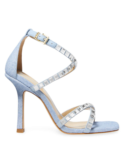 Michael Michael Kors Women's Celia 101mm Crystal-embellished Strappy Sandals In Blue Haze
