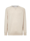 Brunello Cucinelli Men's Cashmere Sweatshirt Style Sweater In Sand
