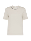 BRUNELLO CUCINELLI WOMEN'S COTTON JERSEY T-SHIRT WITH PADDED SHOULDER