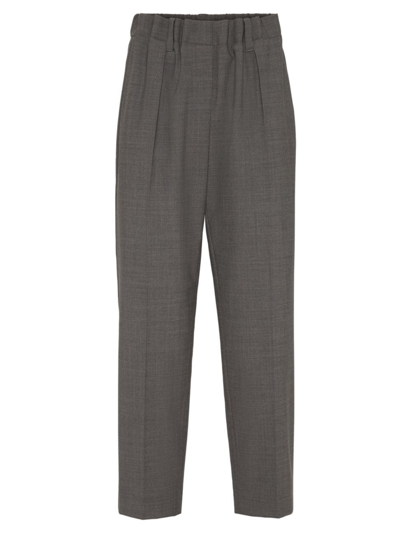 Brunello Cucinelli Women's Tropical Luxury Wool Cigarette Trousers In Medium Grey