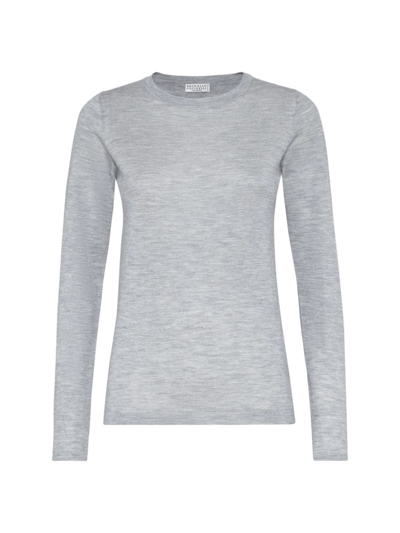 Brunello Cucinelli Women's Cashmere And Silk Lightweight Sweater In Gris_clair