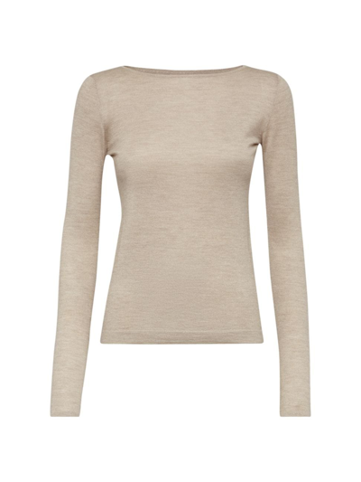 Brunello Cucinelli Women's Cashmere And Silk Sparkling Lightweight Sweater In Desert