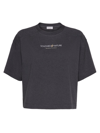 Brunello Cucinelli Cropped Touched By Nature T-shirt In Charcoal Grey