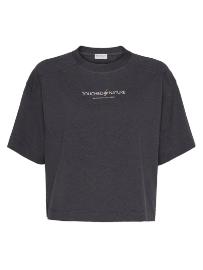 Brunello Cucinelli Cropped Touched By Nature T-shirt In Grey