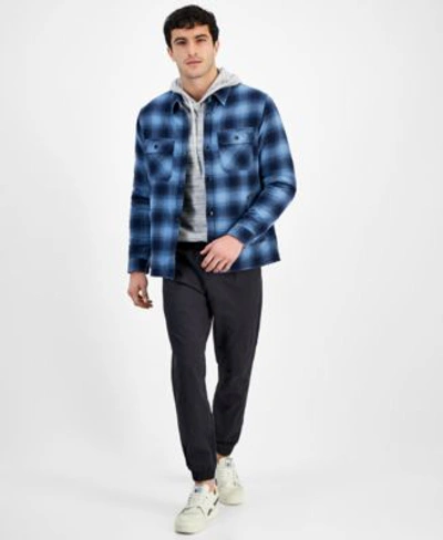 Sun + Stone Sun Stone Mens Evans Plaid Shirt Jacket Hooded Sweater Ithaca Straight Fit Jeans Created For Macys In Hydrogen