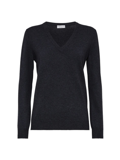 Brunello Cucinelli Women's Cashmere Sweater With Monili In Black
