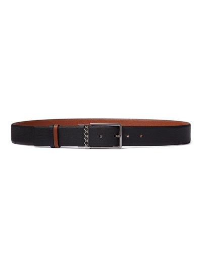 Valentino Garavani Men's Rockstud Reversible Belt In Grainy Calfskin 35mm In Black Saddle Brown