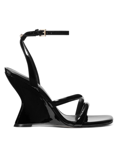 Michael Michael Kors Women's Nadina 101mm Patent Leather Wedge Sandals In Black