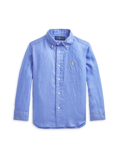Polo Ralph Lauren Little Boy's & Boy's Linen Button-down Shirt In Harbor Island Blue