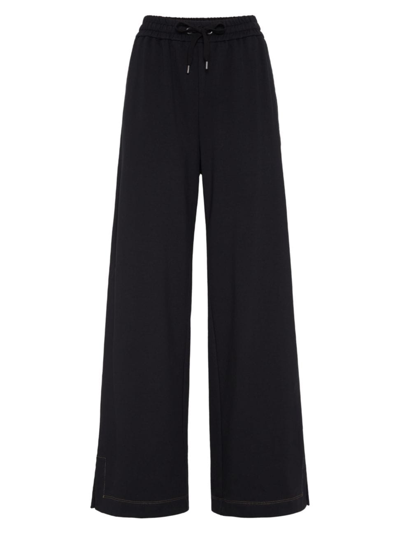 Brunello Cucinelli Women's Stretch Cotton Lightweight French Terry Trousers In Black