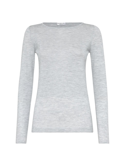 Brunello Cucinelli Women's Cashmere And Silk Sparkling Lightweight Jumper In Gris_clair