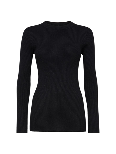 Brunello Cucinelli Women's Sparkling Cashmere And Silk Rib Knit Lightweight Sweater In Noir