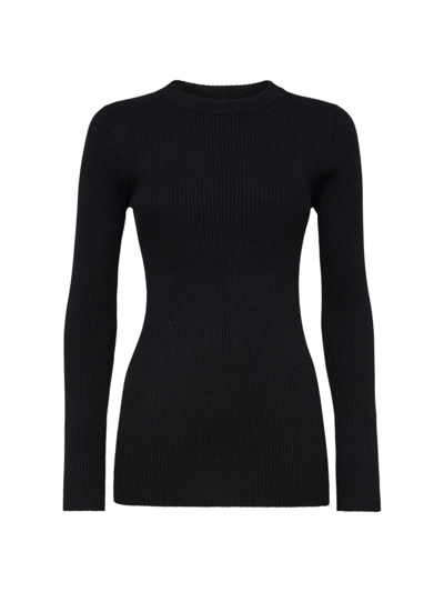 Brunello Cucinelli Women's Sparkling Cashmere And Silk Rib Knit Lightweight Jumper In Noir