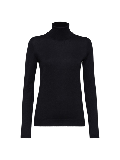 Brunello Cucinelli Women's Sparkling Cashmere And Silk Lightweight Turtleneck Sweater In Black