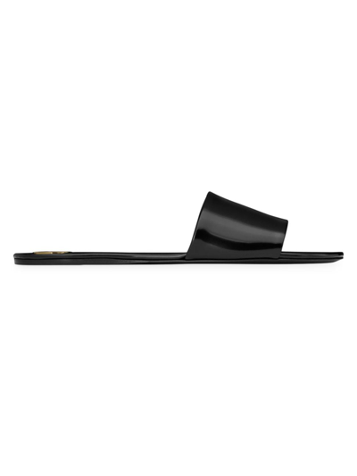 SAINT LAURENT WOMEN'S CARLYLE SLIDES IN GLAZED LEATHER