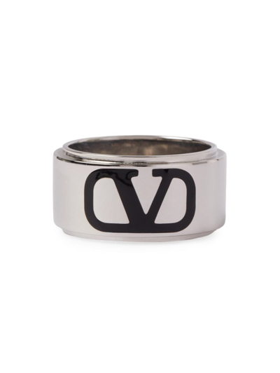 Valentino Garavani Men's Vlogo Signature Metal And Enamel Ring In Black