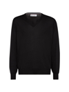 Brunello Cucinelli Men's Cashmere And Silk Lightweight Sweater In Noir