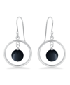 Macy's Silver Plated Multi Genuine Stone Circle Drop Earrings In Onyx