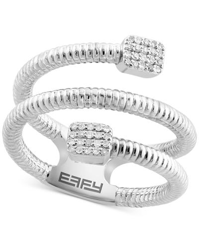 Effy Collection Effy Diamond Square Cluster Coil Ring (1/10 Ct. T.w.) In Sterling Silver