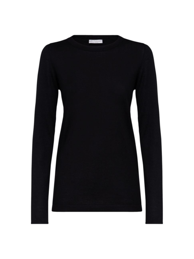 Brunello Cucinelli Women's Cashmere And Silk Lightweight Sweater In Noir